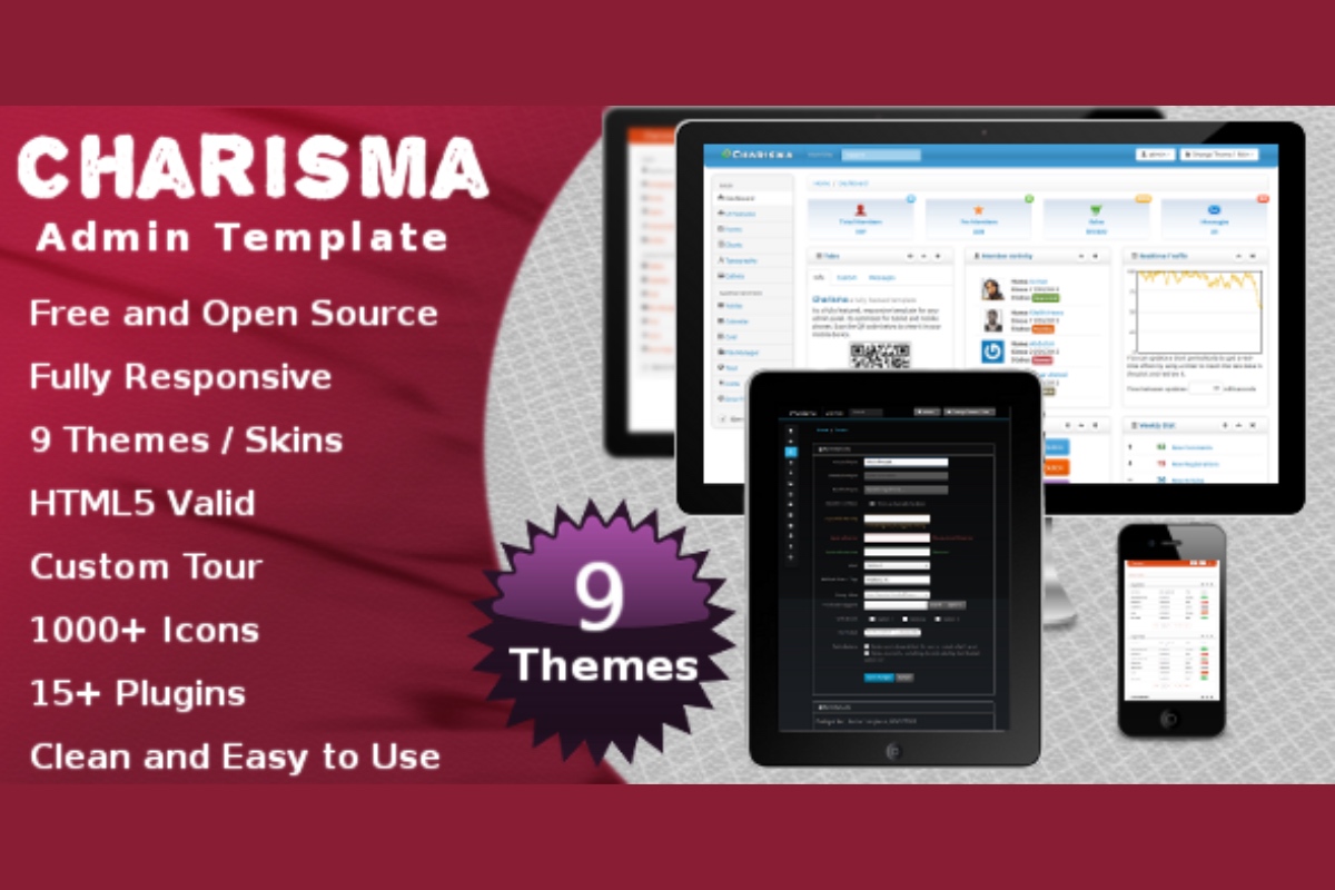 Charisma - free, responsive, multiple skin admin template